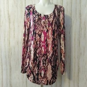 Dana Buchman Long Sleeve Ruched Sides Top